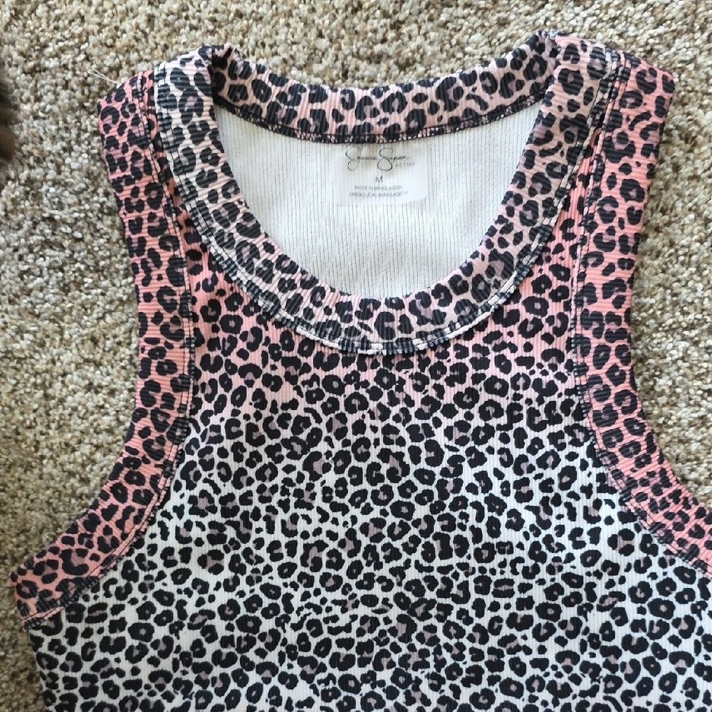 Jessica Simpson Pink and Black Animal Print Tank Top - Picture 3 of 5